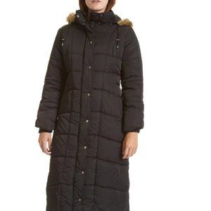 Ramossport Long Brown Winter Puffer Coat with Real Fox Fur